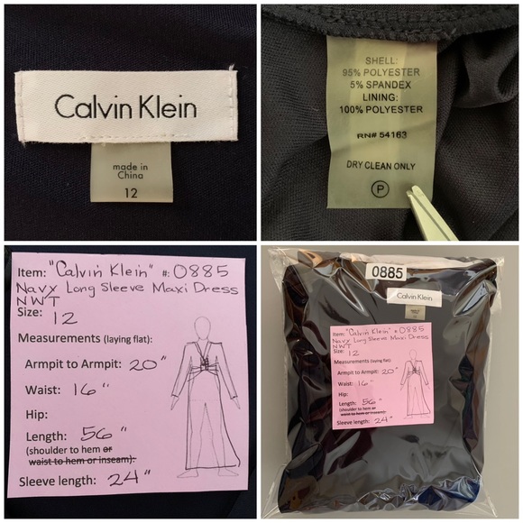 Calvin Klein Navy Jersey Maxi-Dress NWT size 12 - Picture 10 of 11